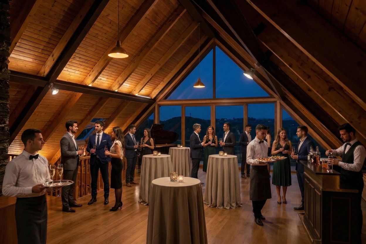 Cócteles corporativos en Madrid y eventos de empresa organizados en la finca La Quinta Escondida en la sierra madrileña